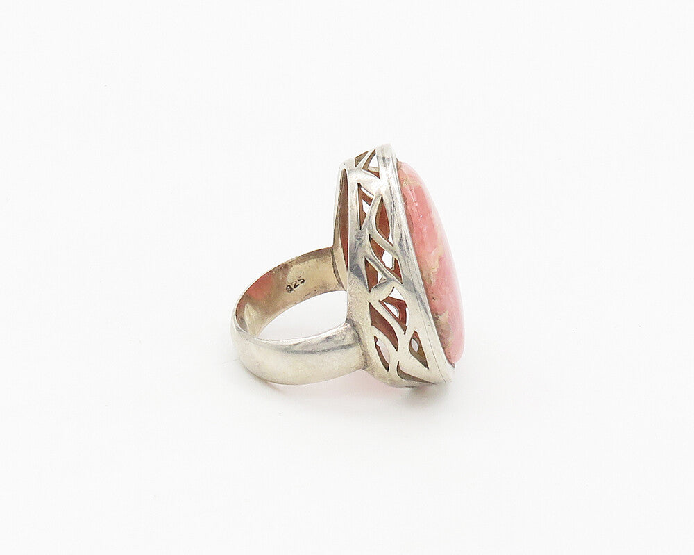 STARBORN 925 Silver Vintage Rhodochrosite Cutout Cocktail Ring Sz 8 RG18332