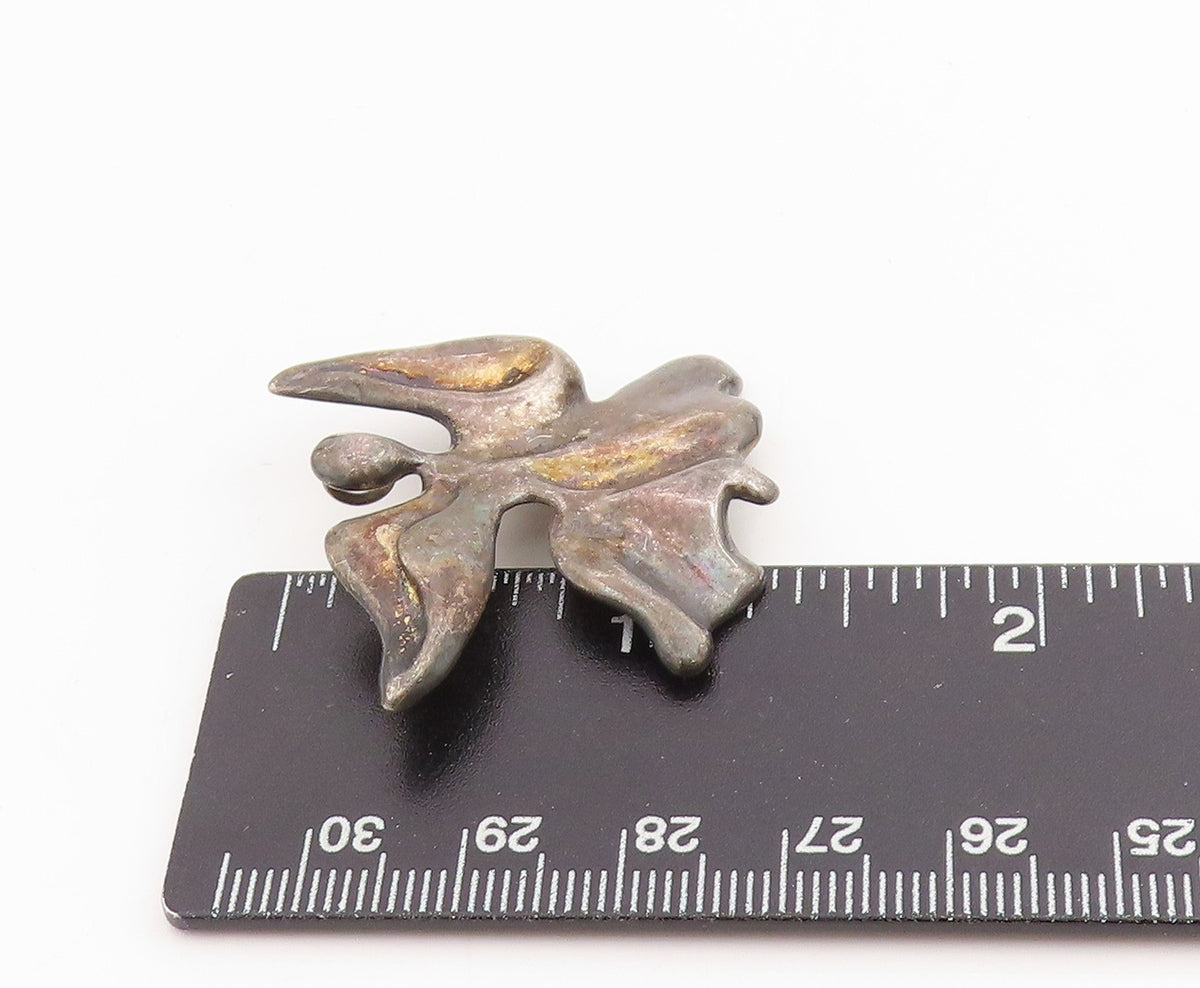 925 Sterling Silver Vintage Brooch Dark Tone Angel With Wings Of Hope   BP11982