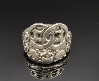 EUROPEAN 925 Silver Vintage Interlocking Circle Spiral Wrap Ring Sz 8 RG24954