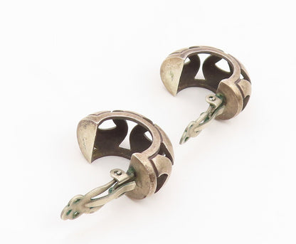 925 Sterling Silver Vintage Earrings Modernist Wavy Cutout Clip On  EG14107