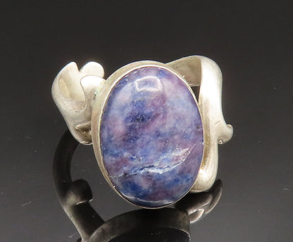 925 Sterling Silver  Vintage Cabochon Sodalite Swirl Bypass Ring Sz 7  RG25003