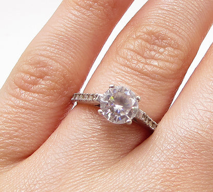 925 Sterling Silver  White Cubic Zirconia Engagement Ring Sz 6  RG2931