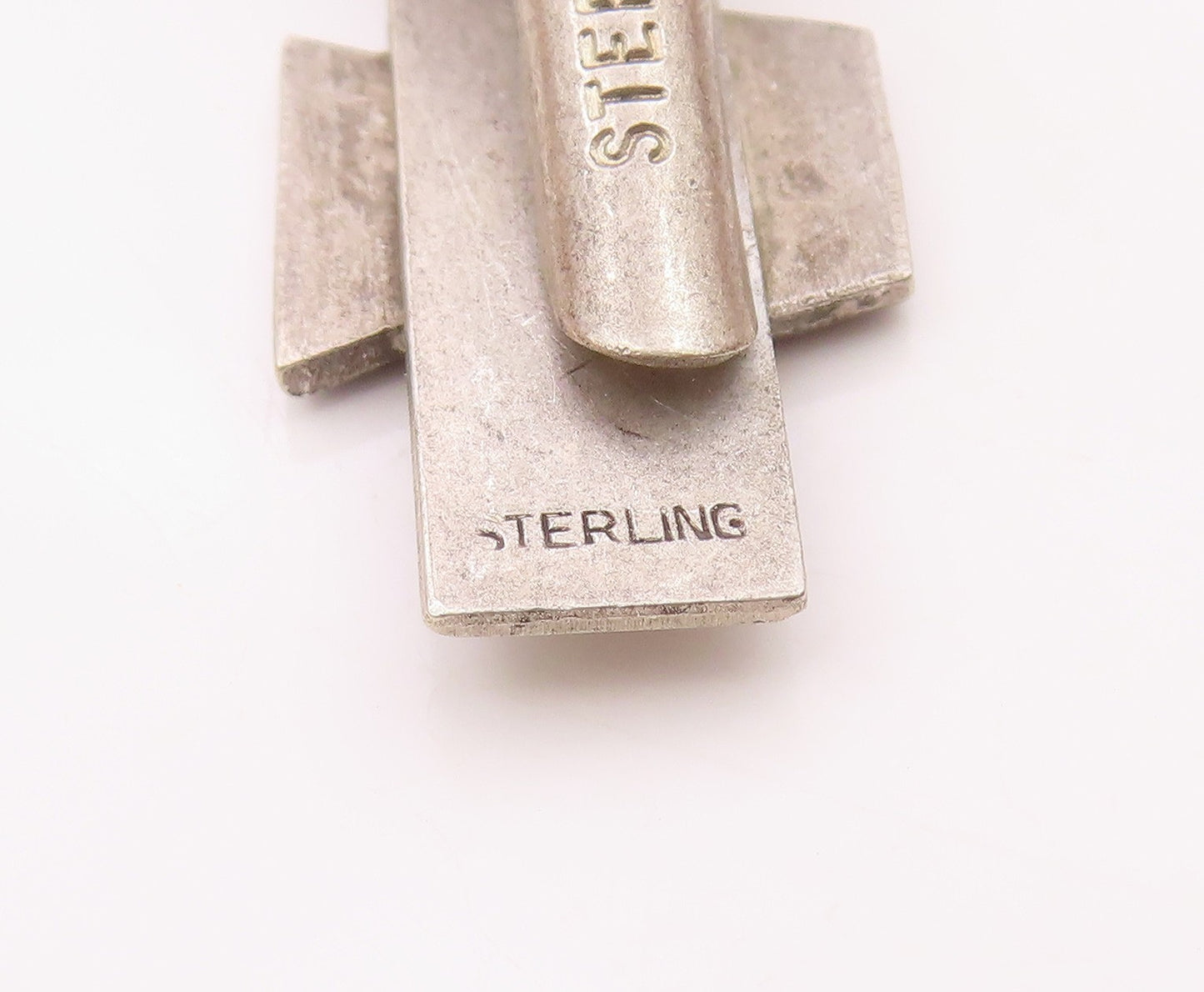 925 Sterling Silver  Vintage Blue Enamel Keystoner Tie Clip  TR2943