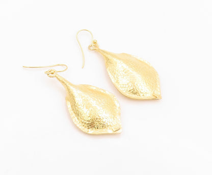 925 Sterling Silver Vintage Earrings Gold Plated Dangling Cutout Lily  EG13328