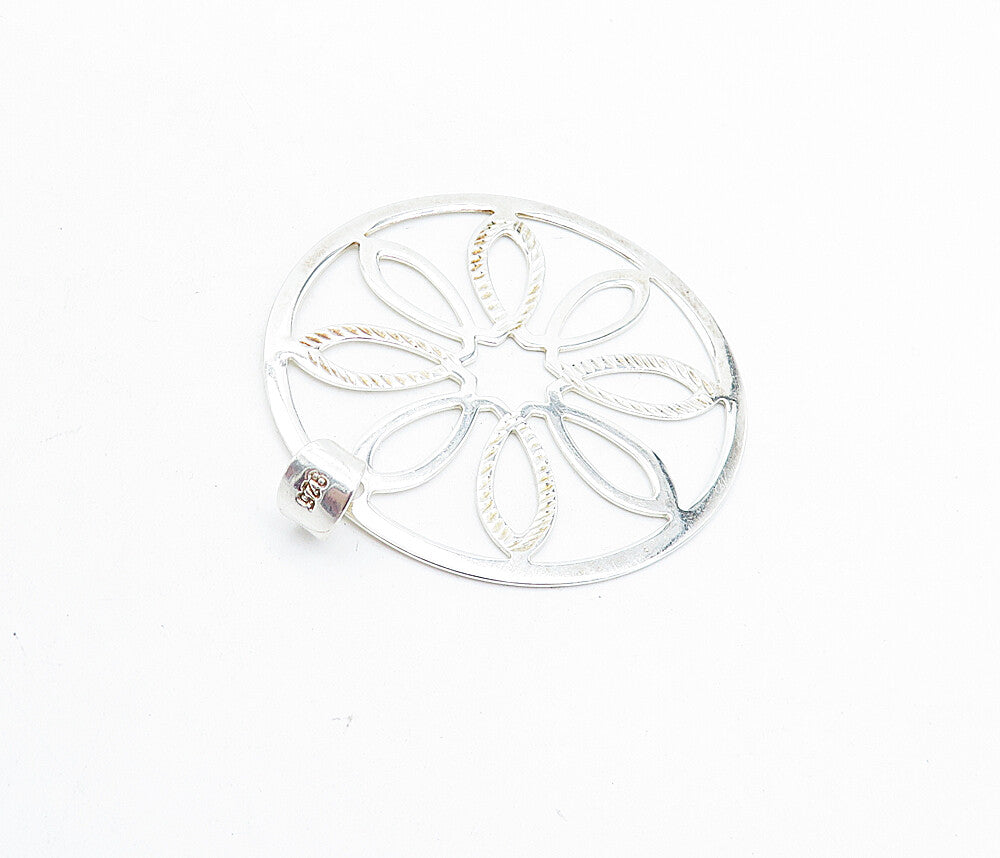 925 Sterling Silver  Shiny Polished Open Flower Design Pendant  PT4646