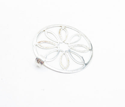925 Sterling Silver  Shiny Polished Open Flower Design Pendant  PT4646