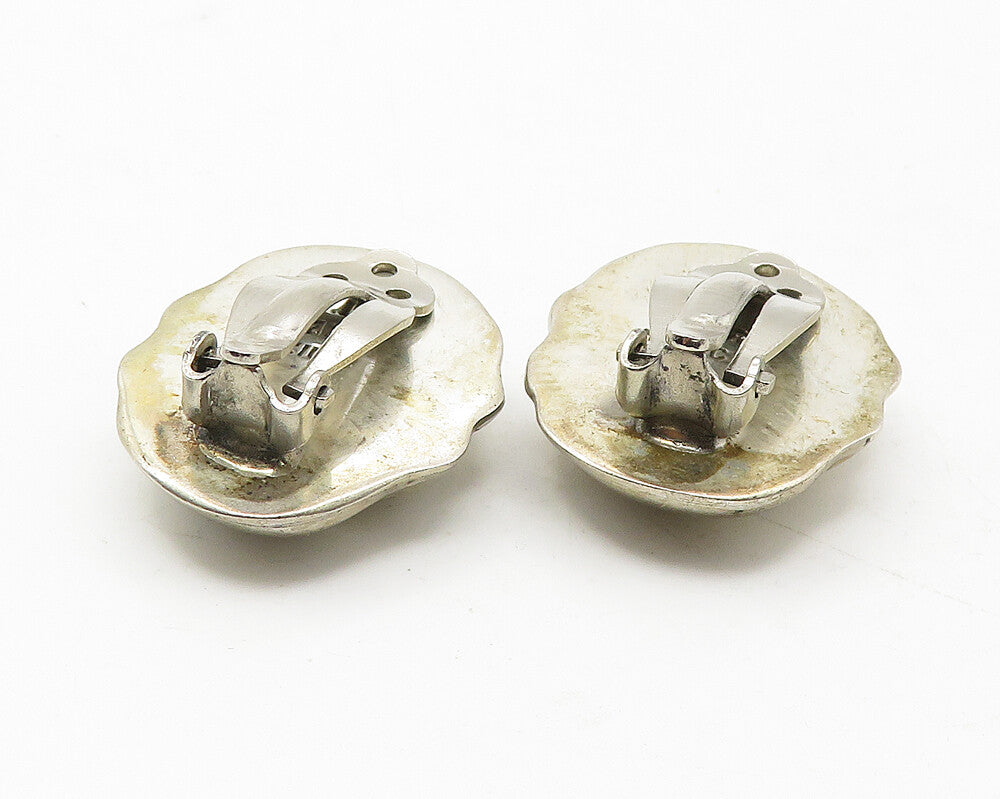 MEXICO 925 Sterling Silver  Vintage Non Pierce Button Drop Earrings  EG5889