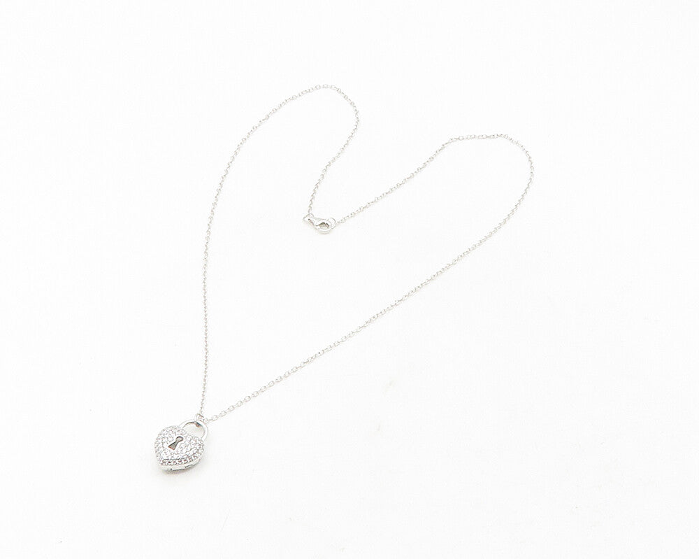 925 Sterling Silver  Prong Set Sparkling Cubic Zirconia Chain Necklace  NE2046