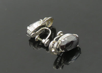 VAN DELL 925 Sterling Silver  Vintage Hematite Non Pierce Earrings  EG10538