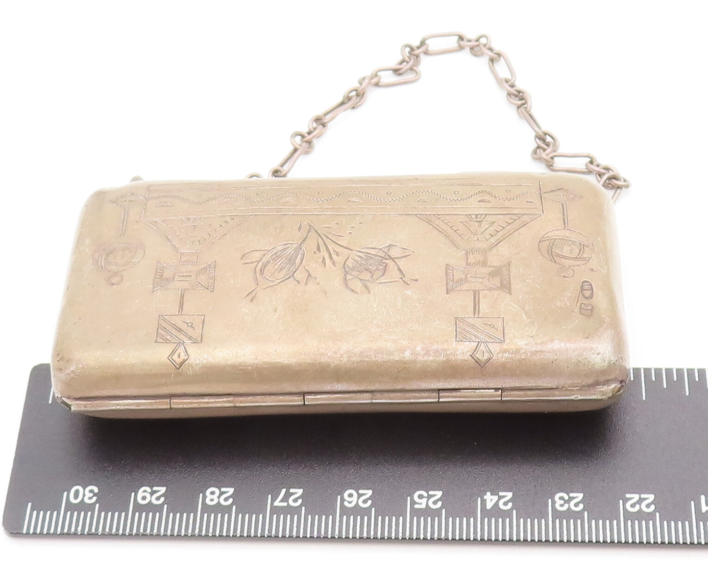 925 Sterling Silver Vintage Pill Box Large European Antique Etched Purse  TR3691