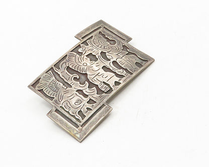 925 Sterling Silver  Vintage Antique Dark Tone Warriors Brooch Pin  BP4070