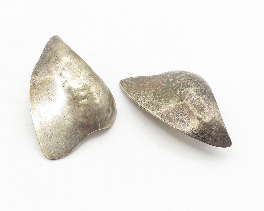 925 Sterling Silver  Vintage Modernist Designed Smooth Drop Earrings  EG6085