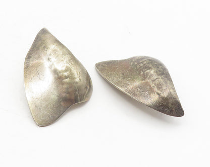 925 Sterling Silver  Vintage Modernist Designed Smooth Drop Earrings  EG6085
