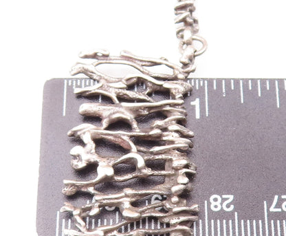 925 Sterling Silver Vintage Necklace Brutalist Tree Branch Carved  NE4267