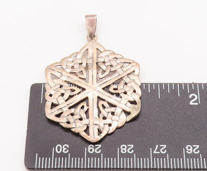925 Sterling Silver Vintage Pendant Cutout Symmetric Celtic Knot Design  PT23026