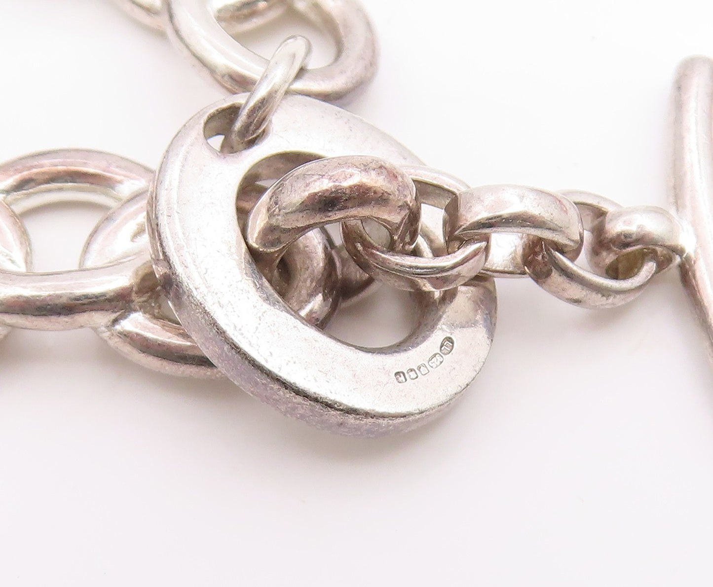 925 Sterling Silver Vintage Necklace LINKS OF LONDON Love Heart Toggle  NE4825