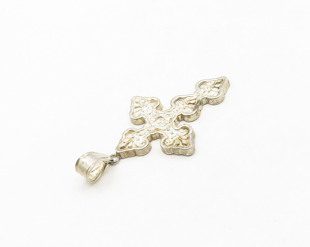 REMINI 925 Sterling Silver  Vintage Shiny Religious Cross Pendant  PT15315