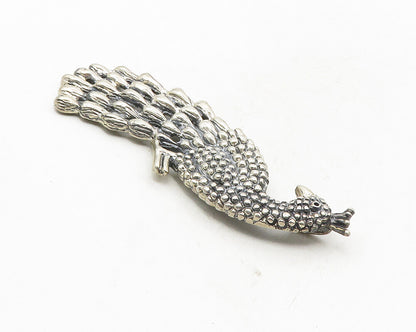 925 Sterling Silver  Vintage Shiny Dark Tone Peacock Motif Pendant  PT7800