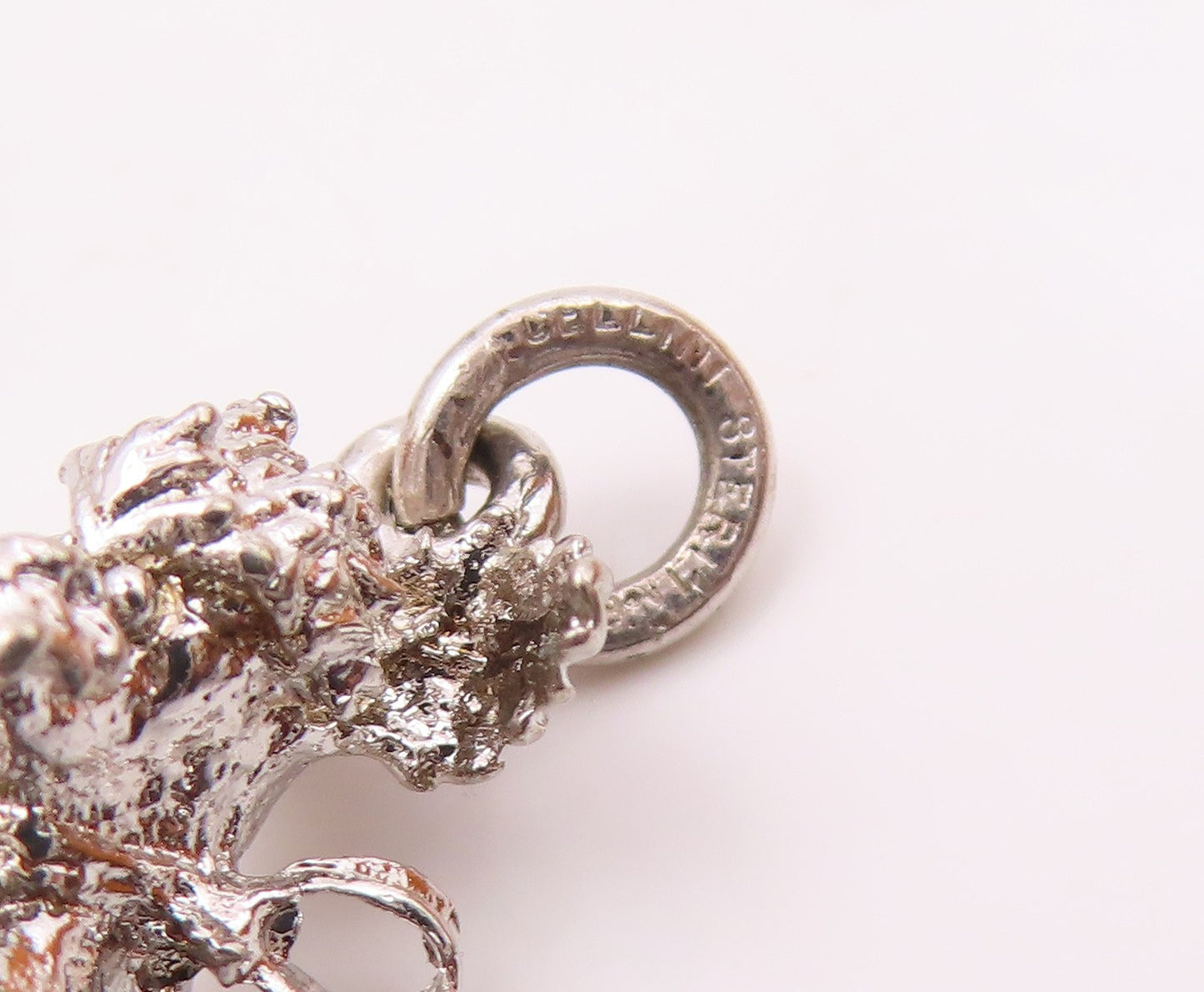 925 Sterling Silver  Vintage Sculpted Dainty Poodle Dog Charm Pendant  PT20813