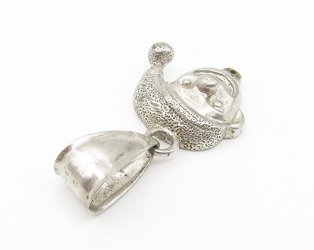 925 Sterling Silver  Vintage Shiny Clown Face Motif Drop Pendant  PT8750