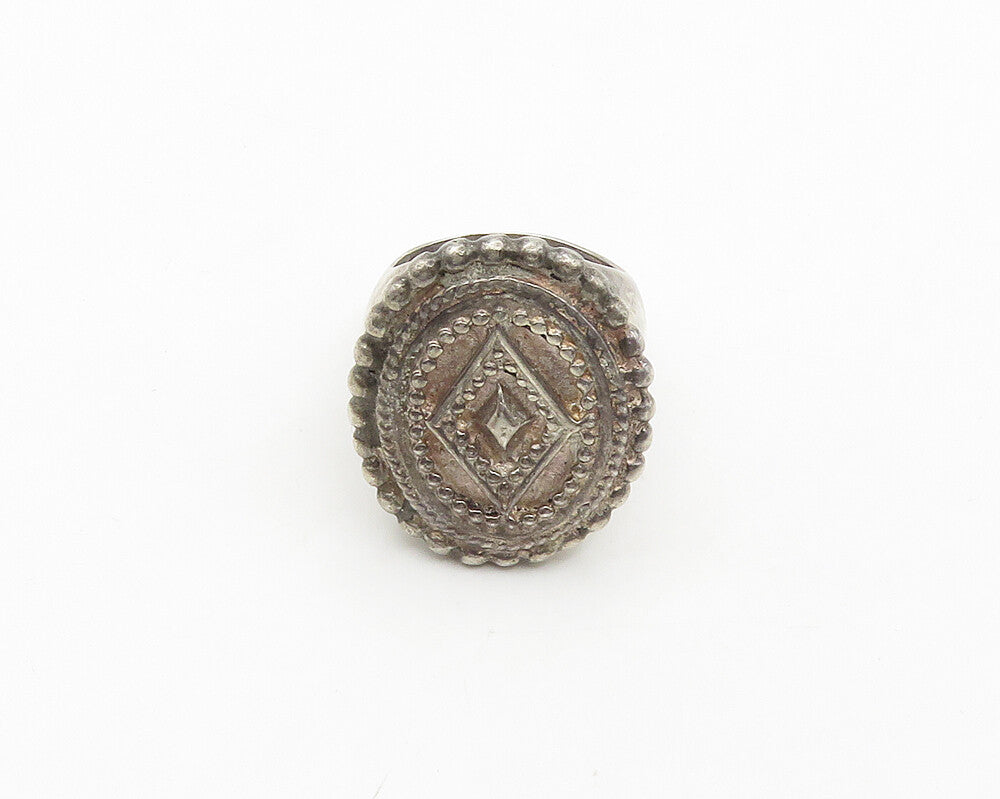 TULLA BOOTH 925 Silver  Vintage Diamond Shape Detail Band Ring Sz 7  RG19518