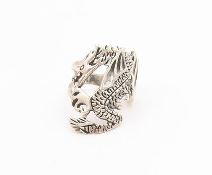 925 Sterling Silver Vintage Ring Intricate Winged Dragon Band  Sz 6  RG35995