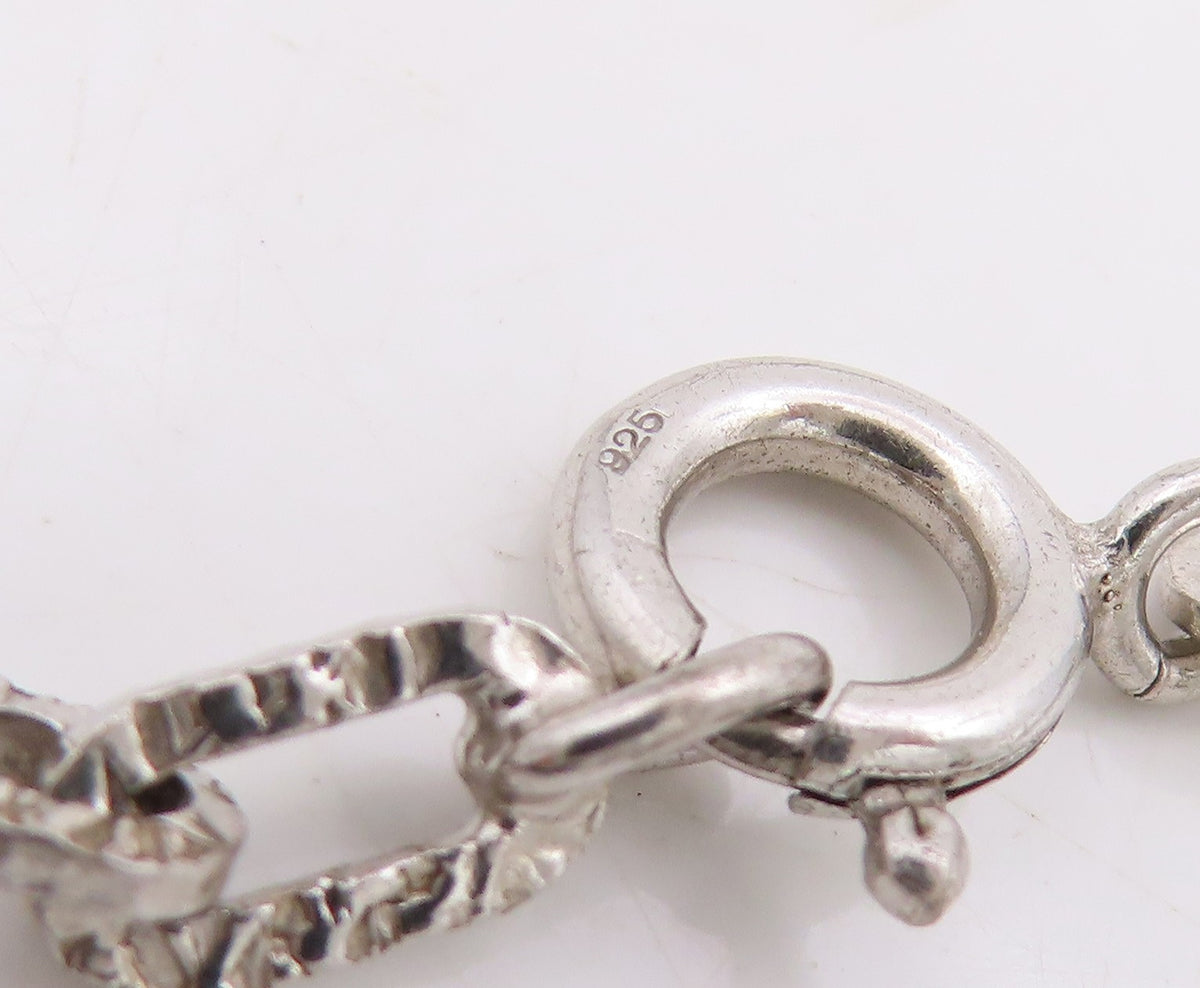 925 Sterling Silver Vintage Necklace Minimalist Hollow Over Link Chain  NE4690