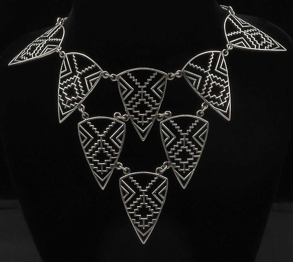 925 Sterling Silver  Vintage Shiny Open Geometric Wheat Chain Necklace  NE2117