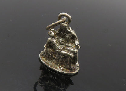 925 Sterling Silver  Vintage Antique Pieta Rome Statue Pendant  PT7196