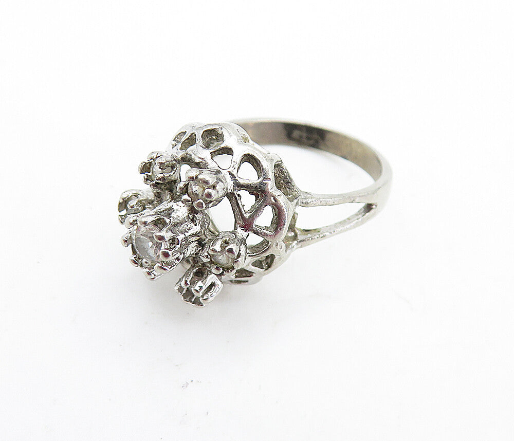 UNCAS 925 Sterling Silver  Vintage Petite Topaz Cocktail Ring Sz 4.5  RG7065