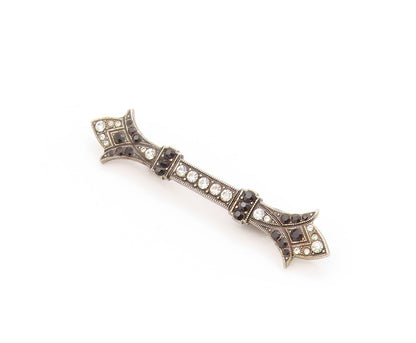 925 Sterling Silver Vintage Brooch Round CZ Geometric Crystal Bar Pin  BP11873