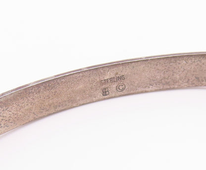DESIGNER 925 Silver  Vintage Etched Pattern Shiny Hook Bangle Bracelet  BT8633