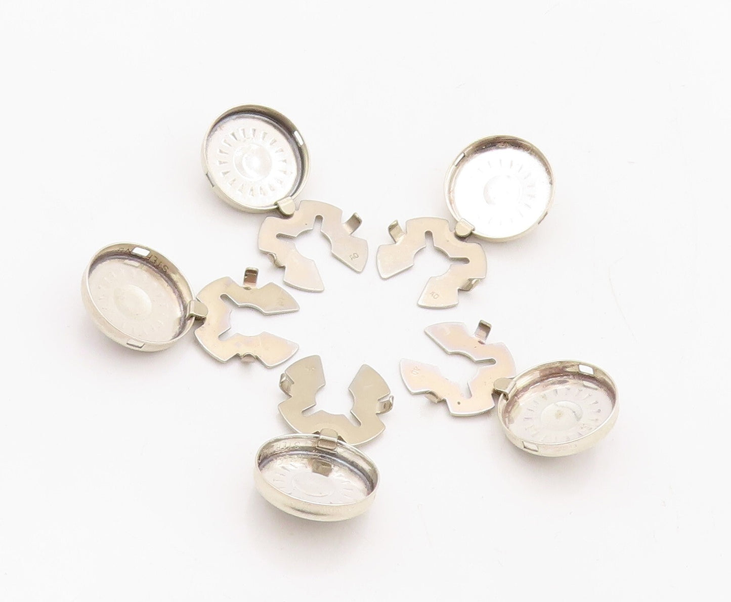 925 Sterling Silver Vintage Button Covers NAVAJO Gemstone Flowers  TR3794