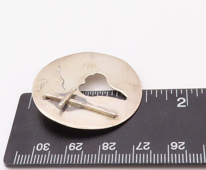 925 Sterling Silver Vintage Brooch Pin Modernist Cutout Cross  BP11180
