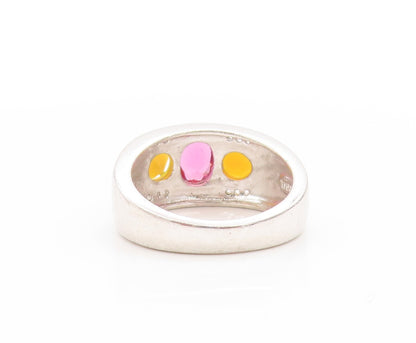 925 Sterling Silver Vintage Ring Three Stone Gemstone Accent Band  Sz 6  RG33622