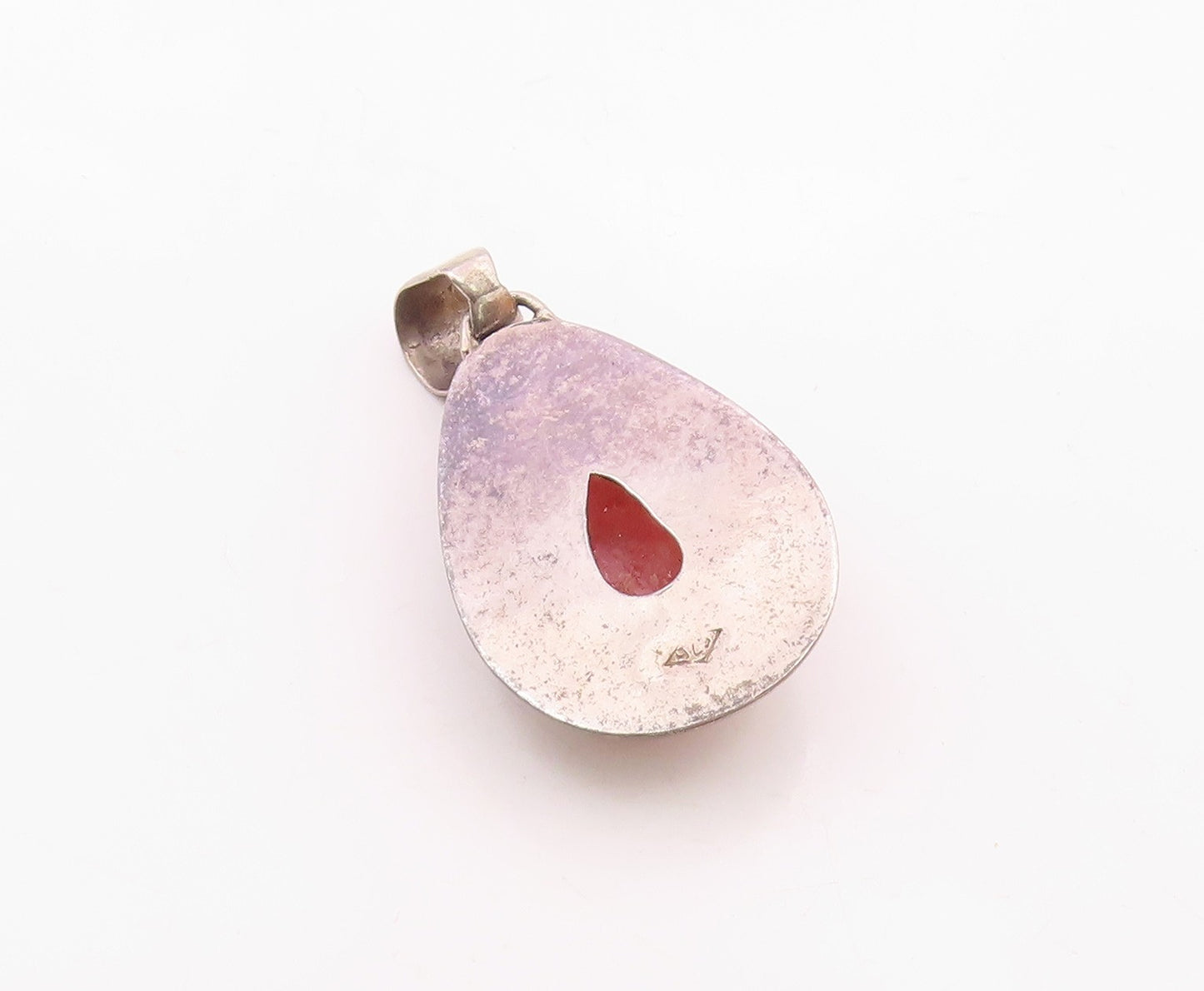 925 Sterling Silver  Vintage Cabochon Cut Quartz Tear Drop Pendant  PT11050