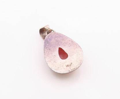 925 Sterling Silver  Vintage Cabochon Cut Quartz Tear Drop Pendant  PT11050
