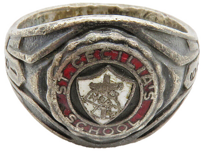 METAL ARTS 925 Silver  Vintage St. Cecelia's School Band Ring Sz 6  RG12892