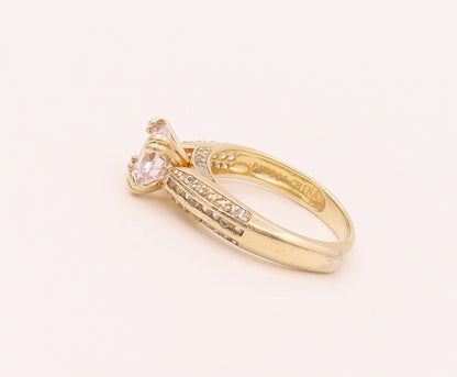 925 Sterling Silver  Vintage Gold Plated Princess Cut CZ Ring Sz 8  RG26577