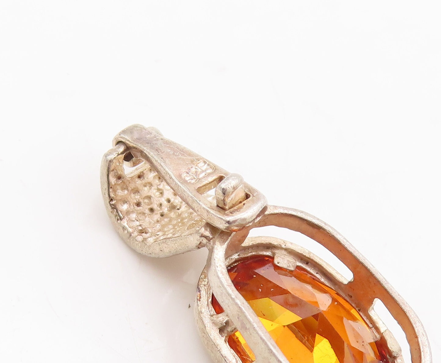 925 Sterling Silver Vintage Pendant Minimalist Oval Cut Citrine  PT23438