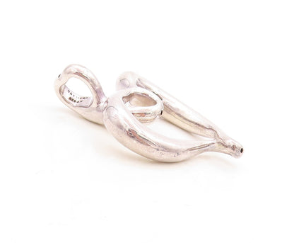 925 Sterling Silver Vintage Pendant Modernist Swirled Cutout Heart  PT23875