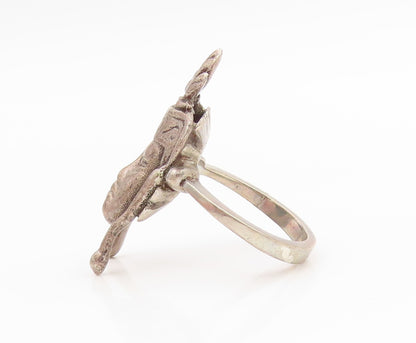 925 Sterling Silver Vintage Ring Ethnic Figural With Headdress  Sz 6.5  RG34559
