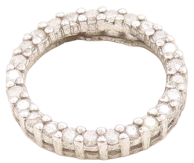 925 Sterling Silver Vintage Pendant Designer Cutout Real Diamonds Ring  PT23798
