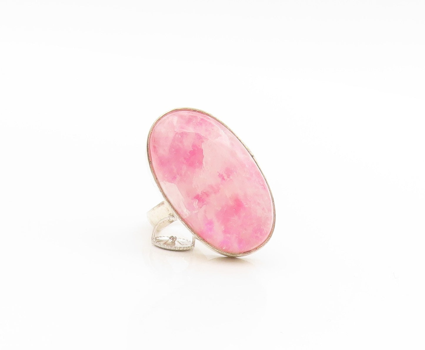 925 Sterling Silver Vintage Ring Pink Cabochon Moonstone Band  Sz 4.5  RG33919