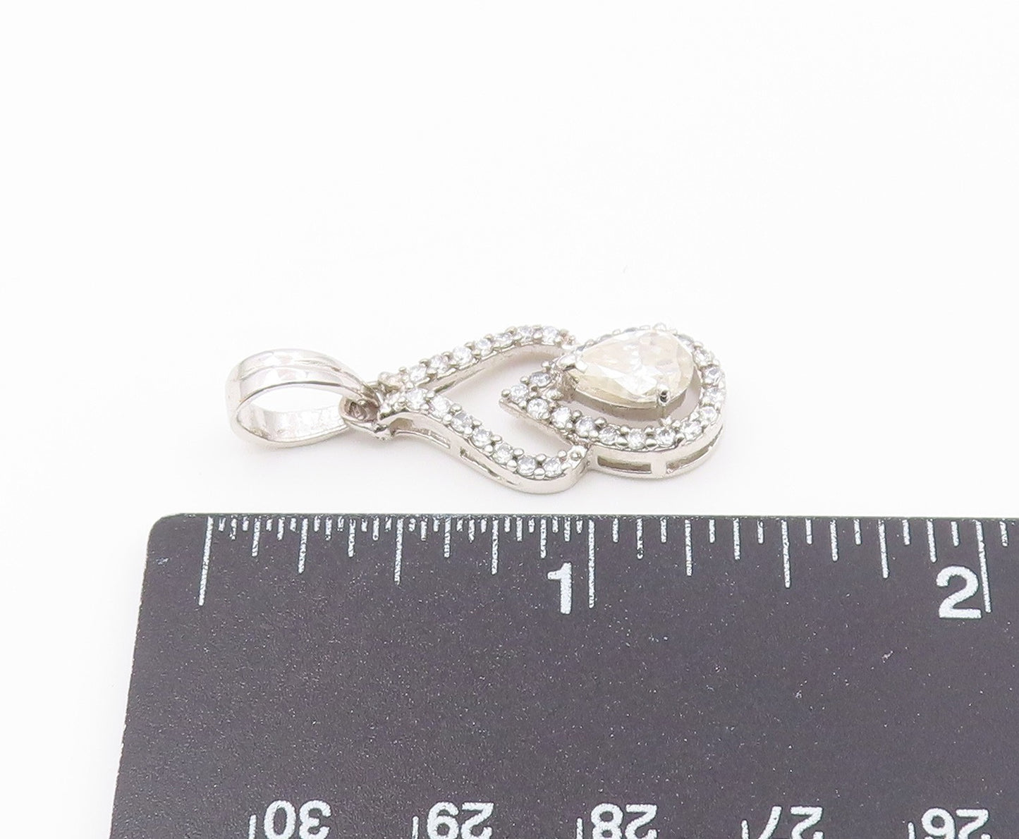 925 Sterling Silver  Vintage Quartz & Topaz Pear Shape Drop Pendant  PT20303