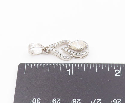 925 Sterling Silver  Vintage Quartz & Topaz Pear Shape Drop Pendant  PT20303