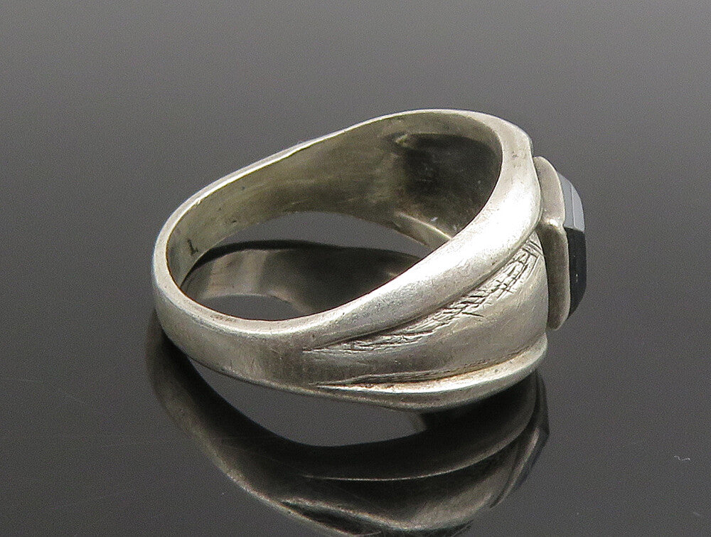 POST BELL 925 Sterling Silver Vintage Square Hematite Band Ring Sz 7  RG24681