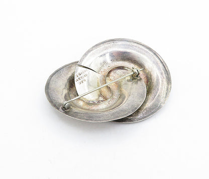 MEXICO 925 Sterling Silver  Vintage Interlocked Design Brooch Pin  BP1830