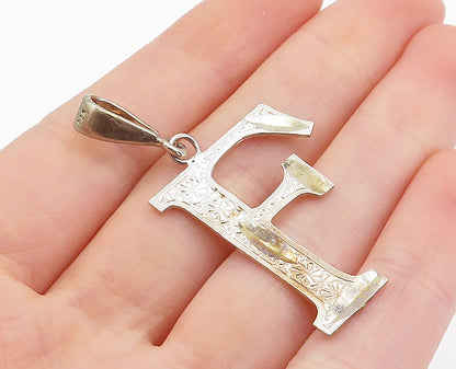 MEXICO 925 Sterling Silver  Vintage Diamond Cut F Initial Drop Pendant  PT5413