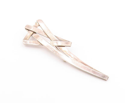 925 Sterling Silver  Vintage Long Modernist Star Abstract Brooch Pin  BP9843